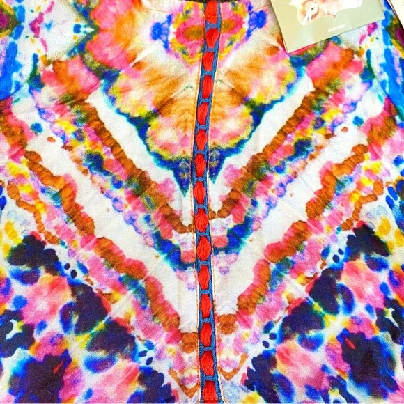 NWT Bl-ank London Anthropologie water color tie dye short sleeve dress small - Picture 3 of 13